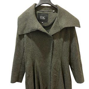 ZAC Zacposen Green Wool Coat Jacket Size 14